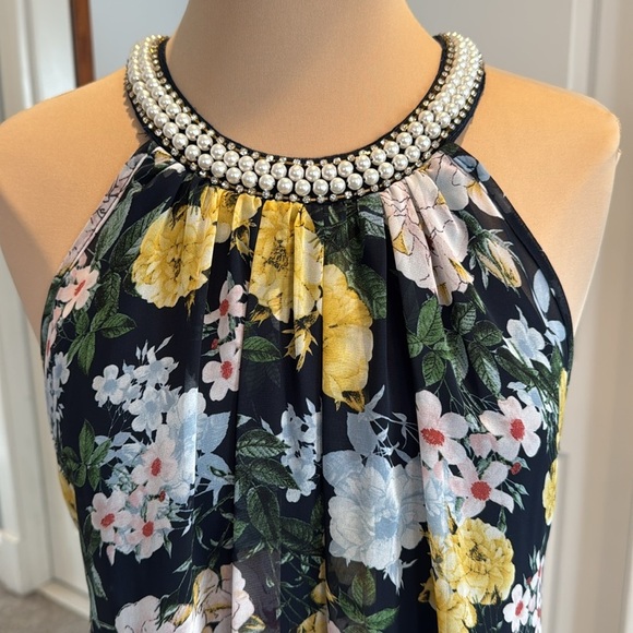 Kimcine Curve Floral Halter Dress with Beaded Neckline - Picture 3 of 13